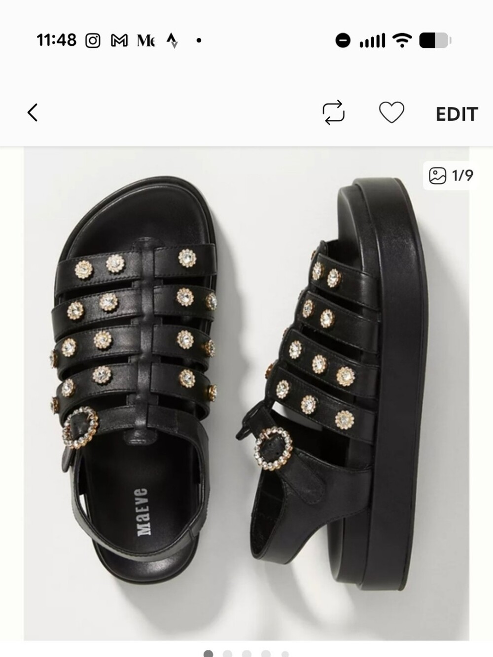 Anthropologie Maeve Leather Platform Sandals black 9.5 Like New